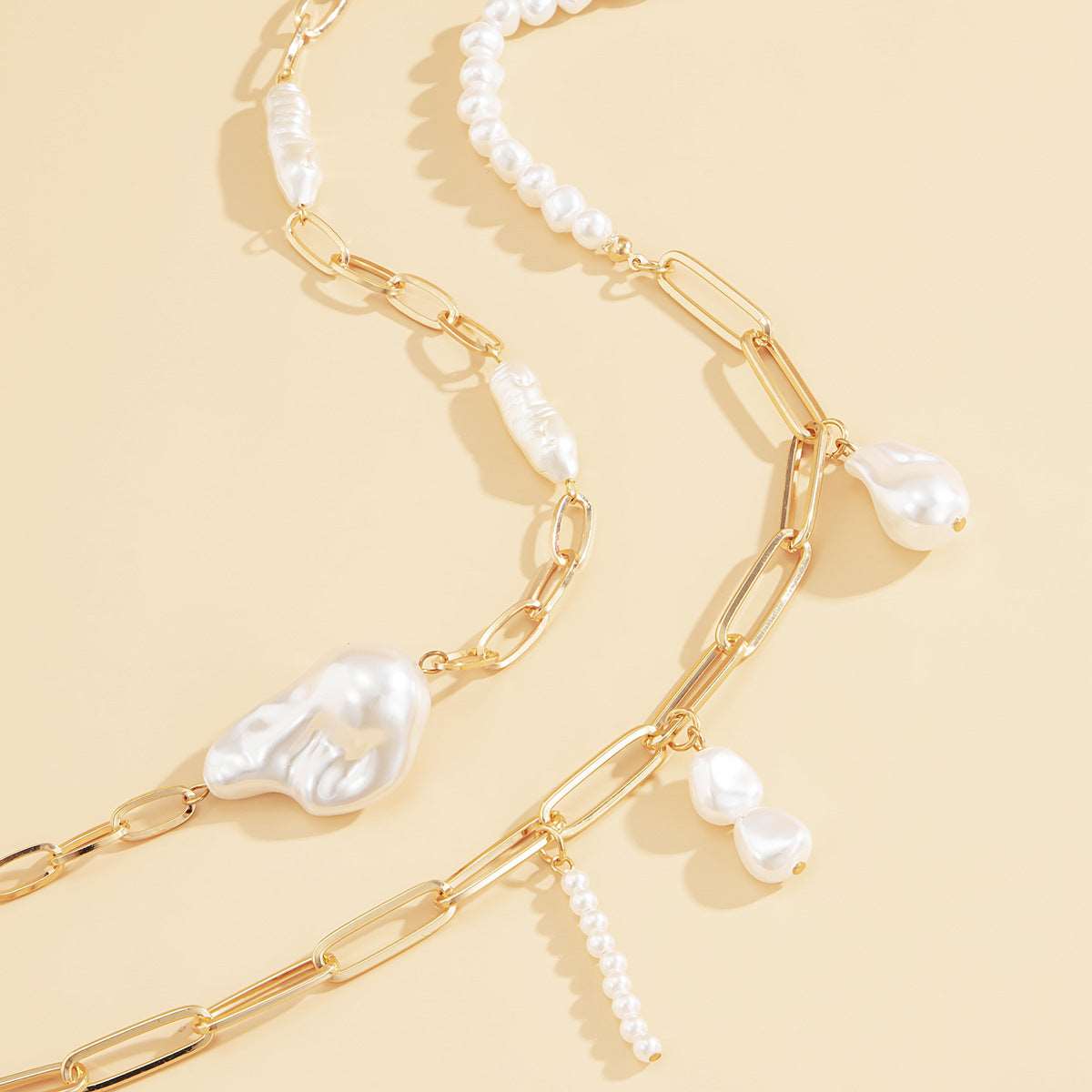 Asymmetrical Shaped Imitation Pearl Set Necklace