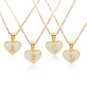 26 Letter Heart-shaped Necklace White Shell Love Clavicle Chain