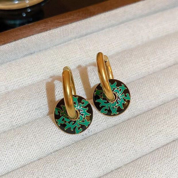 Simple Elegance Retro Painted Drop Oil Exquisite Earrings