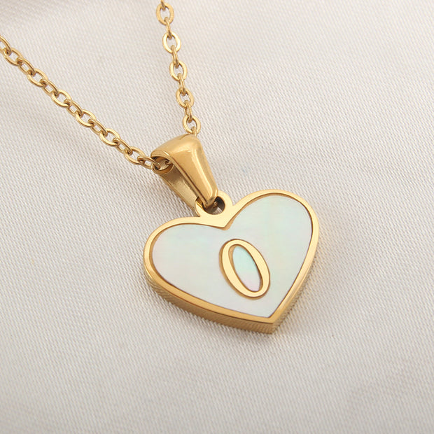 26 Letter Heart-shaped Necklace White Shell Love Clavicle Chain