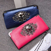 2023 Wallet Female Clutch Coin Purse Women PU Leather Wallet Long Zipper Closed Wallets Skull Flower Design Lady Purses - Jps collections