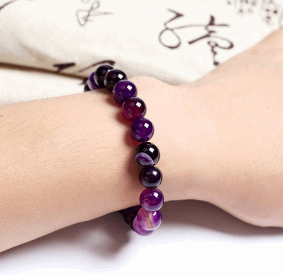 Bracelet En Pierre Naturelle Violet Pour Femme - Jps collections