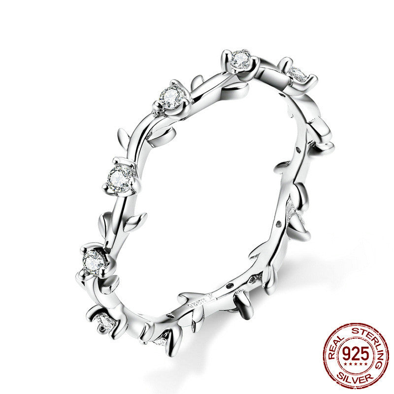 S925 Platinum Plated Forest Sterling Silver Ring