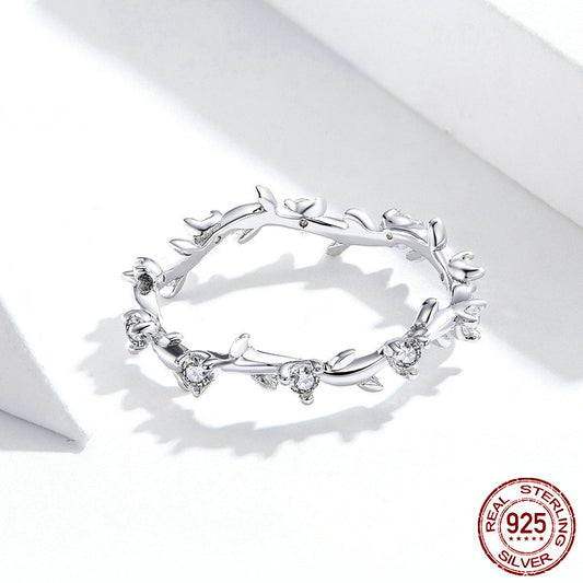 S925 Platinum Plated Forest Sterling Silver Ring