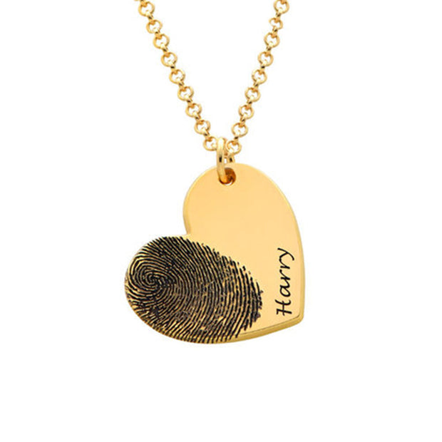 Personalized Fingerprint Necklace Custom Heart Necklace