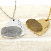 Personalized Fingerprint Necklace Custom Heart Necklace