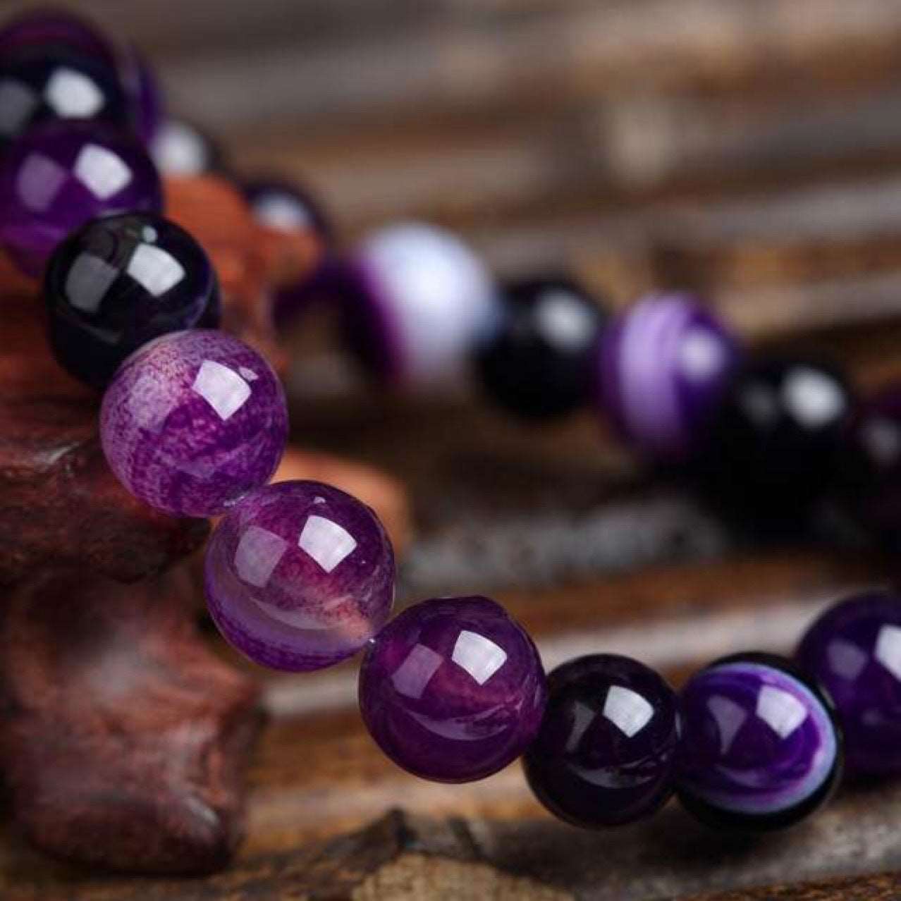 Bracelet En Pierre Naturelle Violet Pour Femme - Jps collections