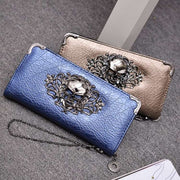 2023 Wallet Female Clutch Coin Purse Women PU Leather Wallet Long Zipper Closed Wallets Skull Flower Design Lady Purses - Jps collections