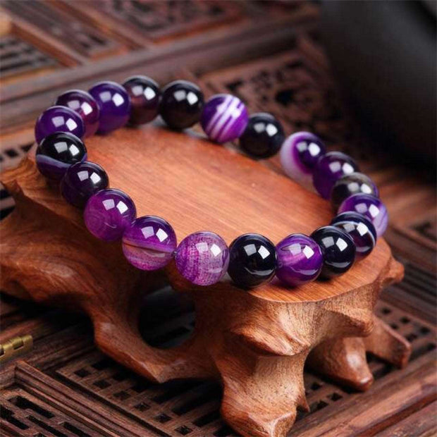 Bracelet En Pierre Naturelle Violet Pour Femme - Jps collections