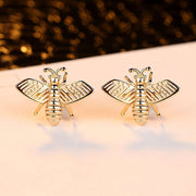 3 Styles Korean Inlaid Crystal Rhinestone Bee Earings For Women Sweet Beauty Simple Atmosphere Stud Earrings D333 - Jps collections