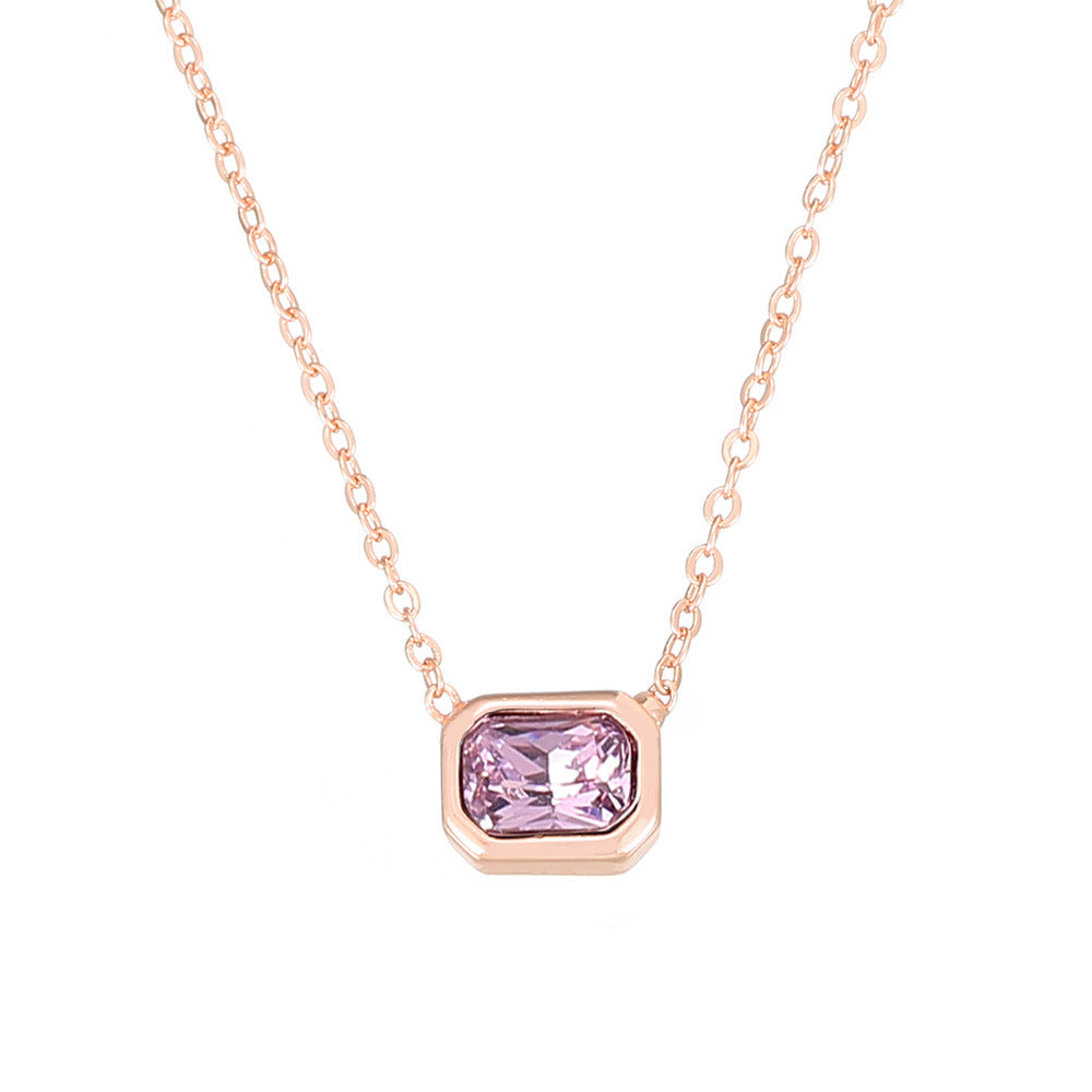 Ins Style Color Cube Sugar Zirconium Clavicle Chain