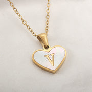 26 Letter Heart-shaped Necklace White Shell Love Clavicle Chain