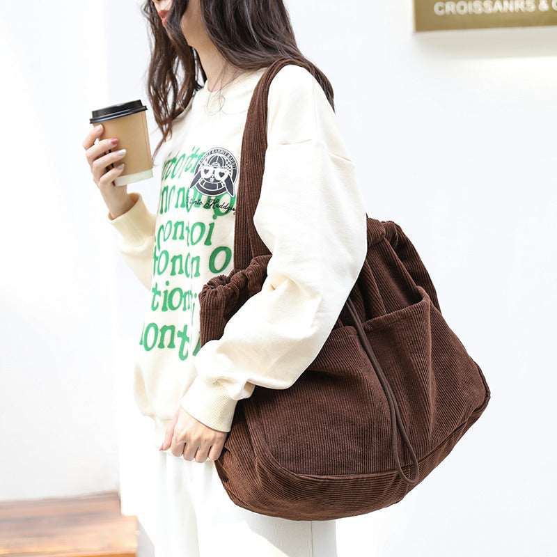 Corduroy Multi-pocket Handbag Women Underarm Bags