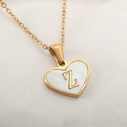 26 Letter Heart-shaped Necklace White Shell Love Clavicle Chain