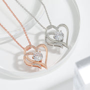 Zircon Double Love Necklace With Rhinestones