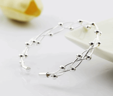 925 sterling silver jewelry fashion staggered beaded bracelet - Jps collections