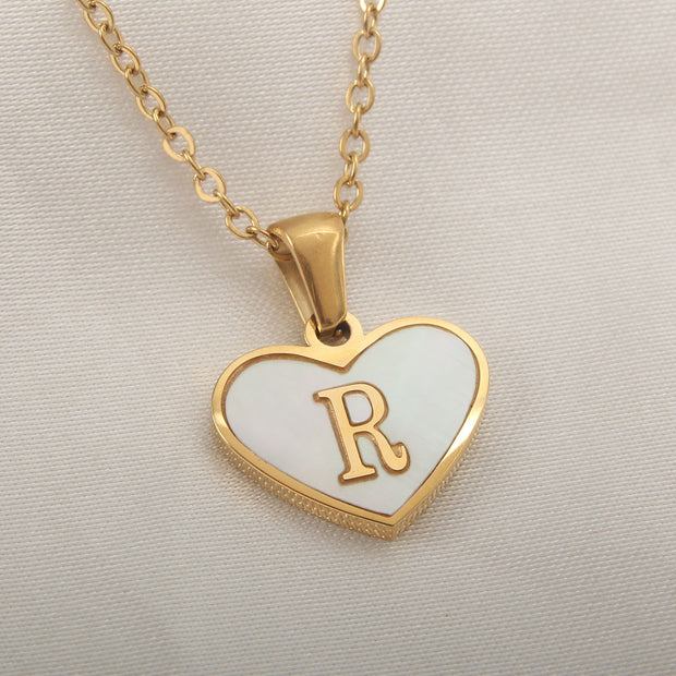 26 Letter Heart-shaped Necklace White Shell Love Clavicle Chain