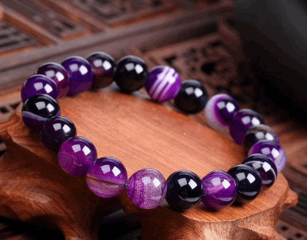 Bracelet En Pierre Naturelle Violet Pour Femme - Jps collections