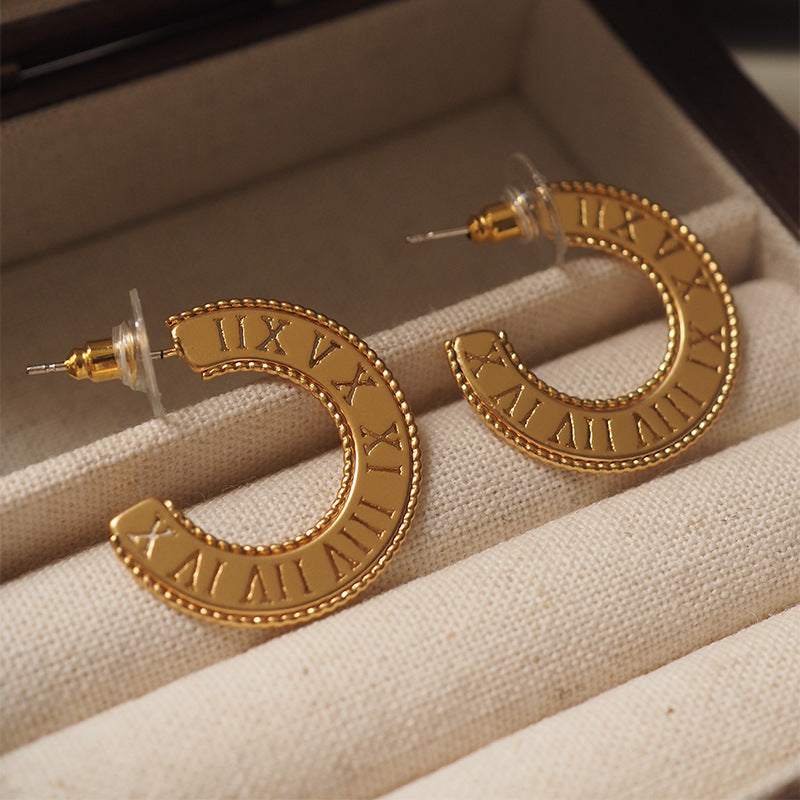 Roman Numeral Ring Shaped Earrings