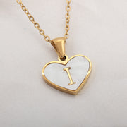 26 Letter Heart-shaped Necklace White Shell Love Clavicle Chain