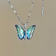 Colorized Butterfly Pendant & Clavicle Chain