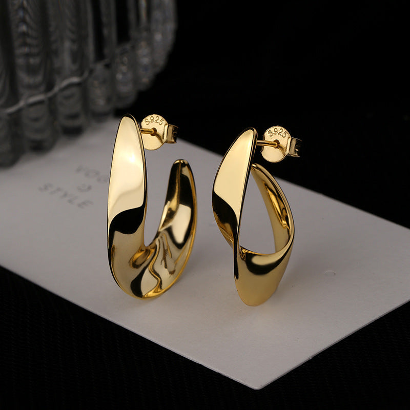 S925 Silver Irregular Ear Buckle Earrings