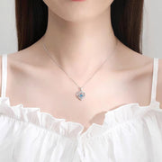 S925 Beating Heart-shaped Necklace with Rhinestones