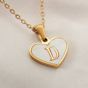 26 Letter Heart-shaped Necklace White Shell Love Clavicle Chain