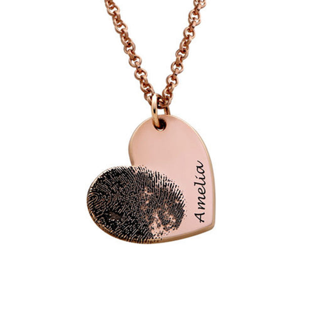 Personalized Fingerprint Necklace Custom Heart Necklace