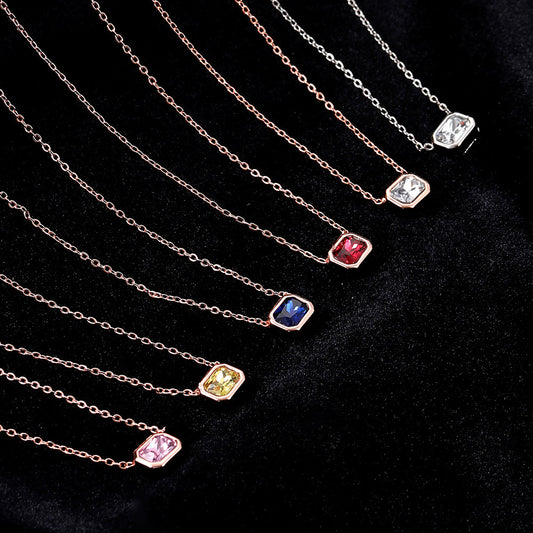 Ins Style Color Cube Sugar Zirconium Clavicle Chain