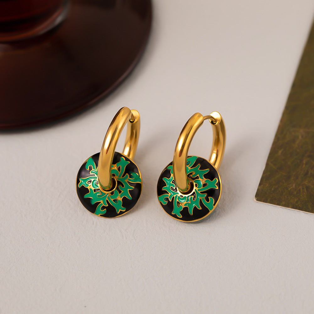 Simple Elegance Retro Painted Drop Oil Exquisite Earrings