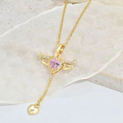 Cupid Heart Angel Wings Tassel Necklace Clavicle