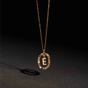 Colored Rhinestone Necklace 26 Alphabet Necklace 18K Fashion Jewelry