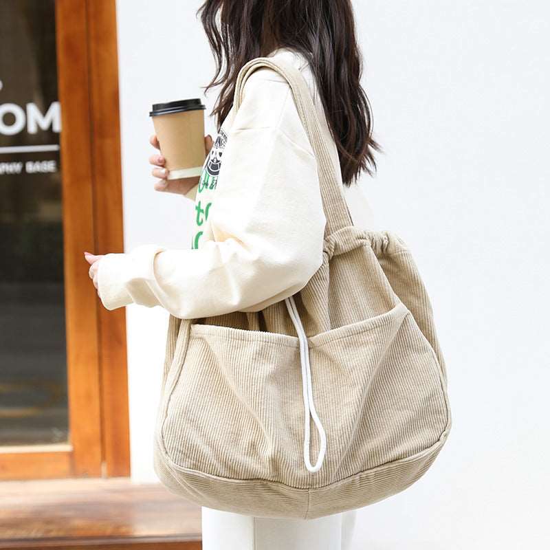 Corduroy Multi-pocket Handbag Women Underarm Bags