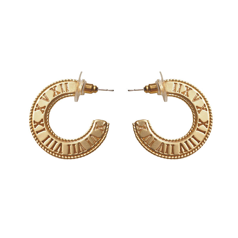 Roman Numeral Ring Shaped Earrings