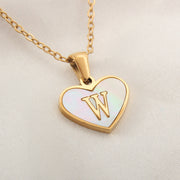 26 Letter Heart-shaped Necklace White Shell Love Clavicle Chain