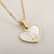 26 Letter Heart-shaped Necklace White Shell Love Clavicle Chain