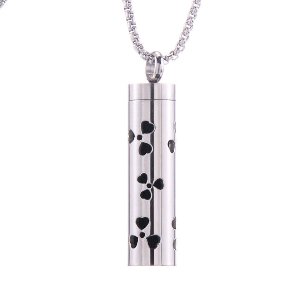 Cylinder Love Aromatherapy Pendant Perfume Essential Oil Stainless Steel Necklace