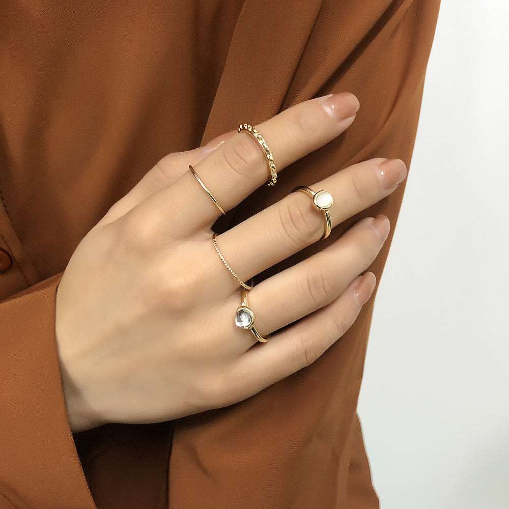 Colorful Stone Metallic Finger Rings Joint Combination Rings For Women Girl Rings