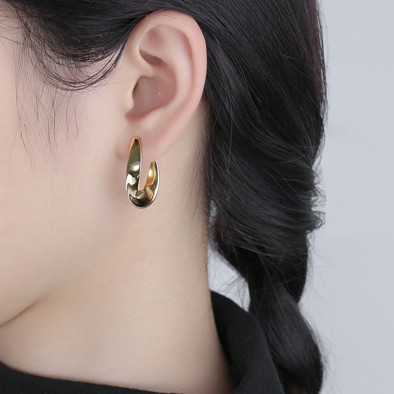 S925 Silver Irregular Ear Buckle Earrings