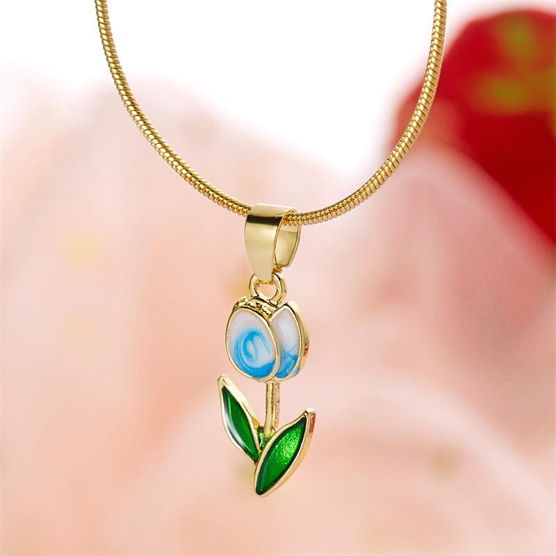 Romantic Flower Tulip Fashion Drop Oil Necklace Bracelet