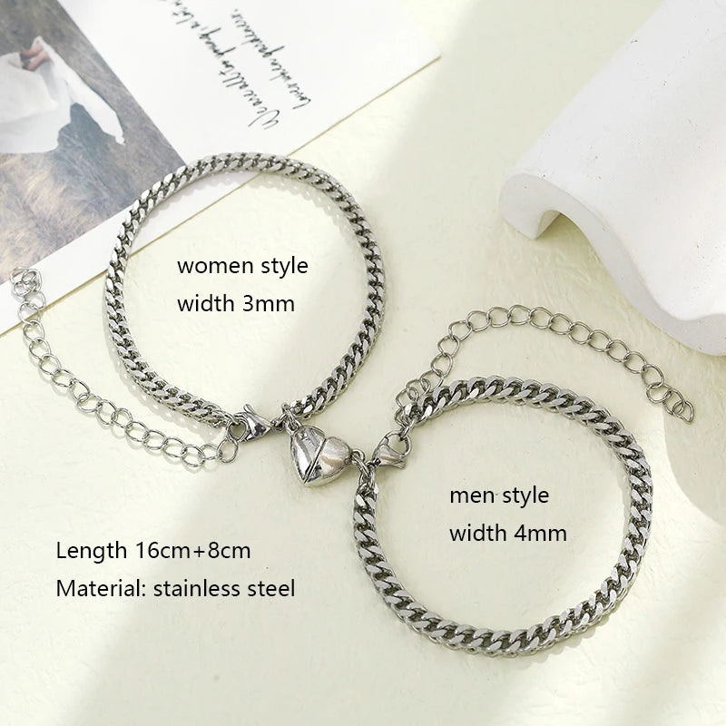 Magnatic Stainless Bracelets Lover Friendship Relationship Couple Jewelry