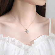 S925 Beating Heart-shaped Necklace with Rhinestones