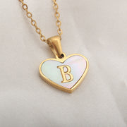 26 Letter Heart-shaped Necklace White Shell Love Clavicle Chain