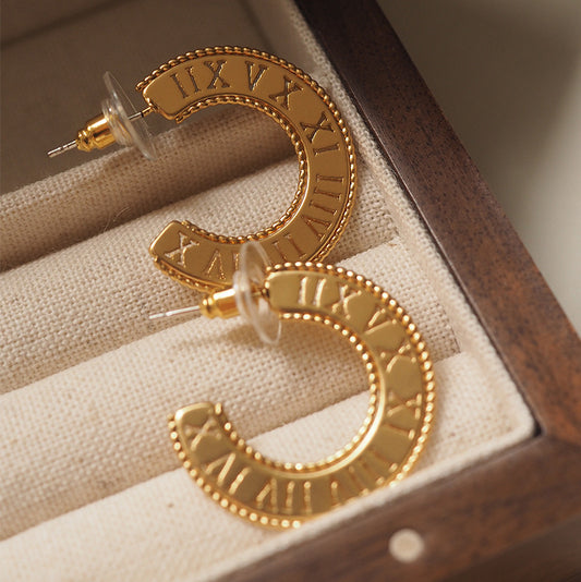 Roman Numeral Ring Shaped Earrings