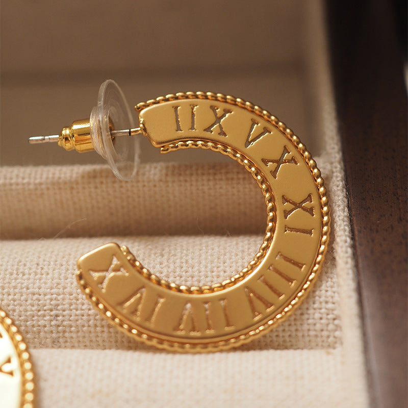 Roman Numeral Ring Shaped Earrings