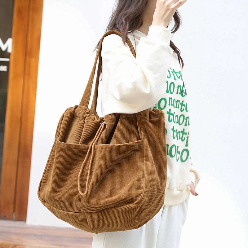 Corduroy Multi-pocket Handbag Women Underarm Bags