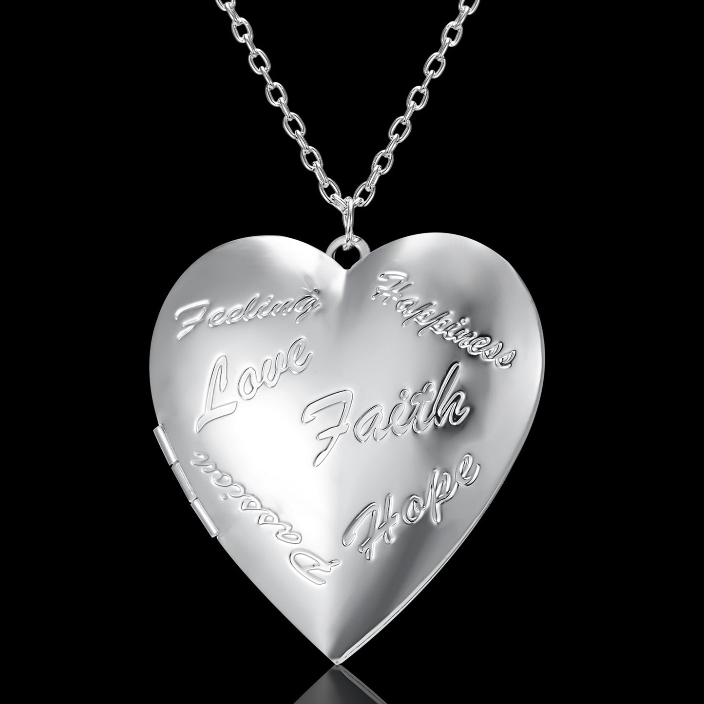 Personalized Carved Design Heart Shaped Photo Frame Pendant & Necklace