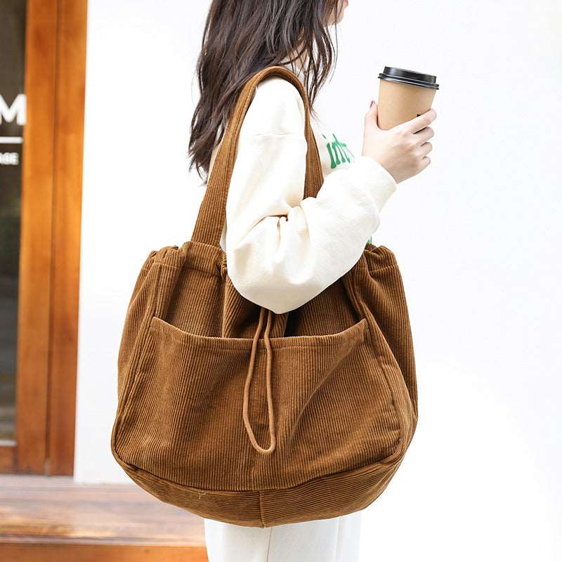 Corduroy Multi-pocket Handbag Women Underarm Bags