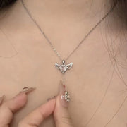 Cupid Heart Angel Wings Tassel Necklace Clavicle